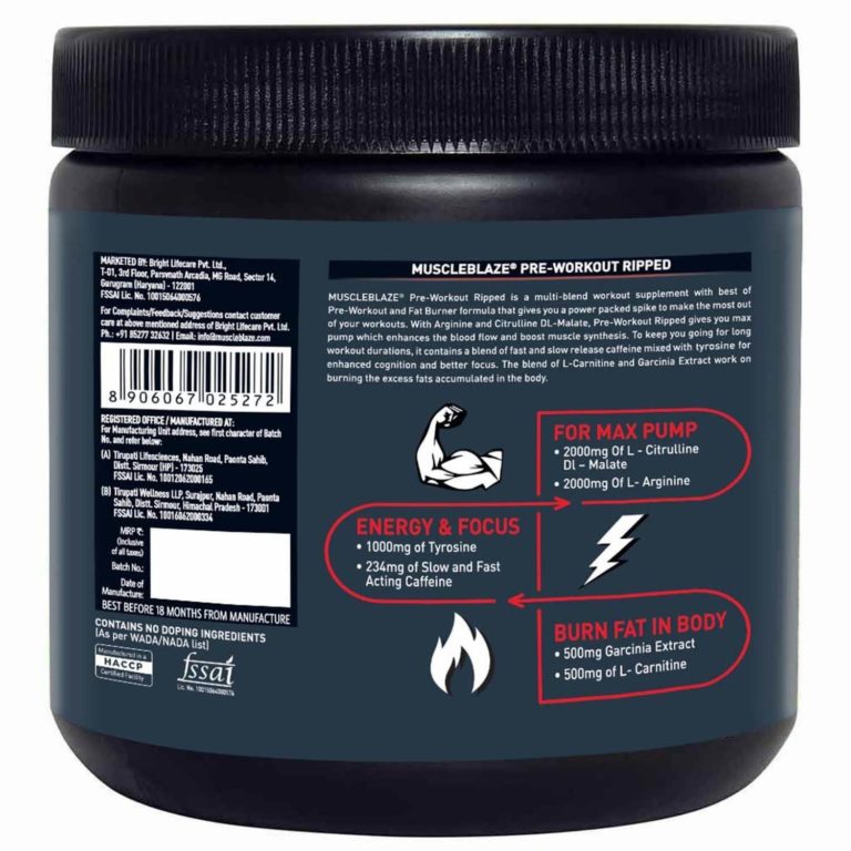 MuscleBlaze Pre Workout Ripped NUTRABAY™