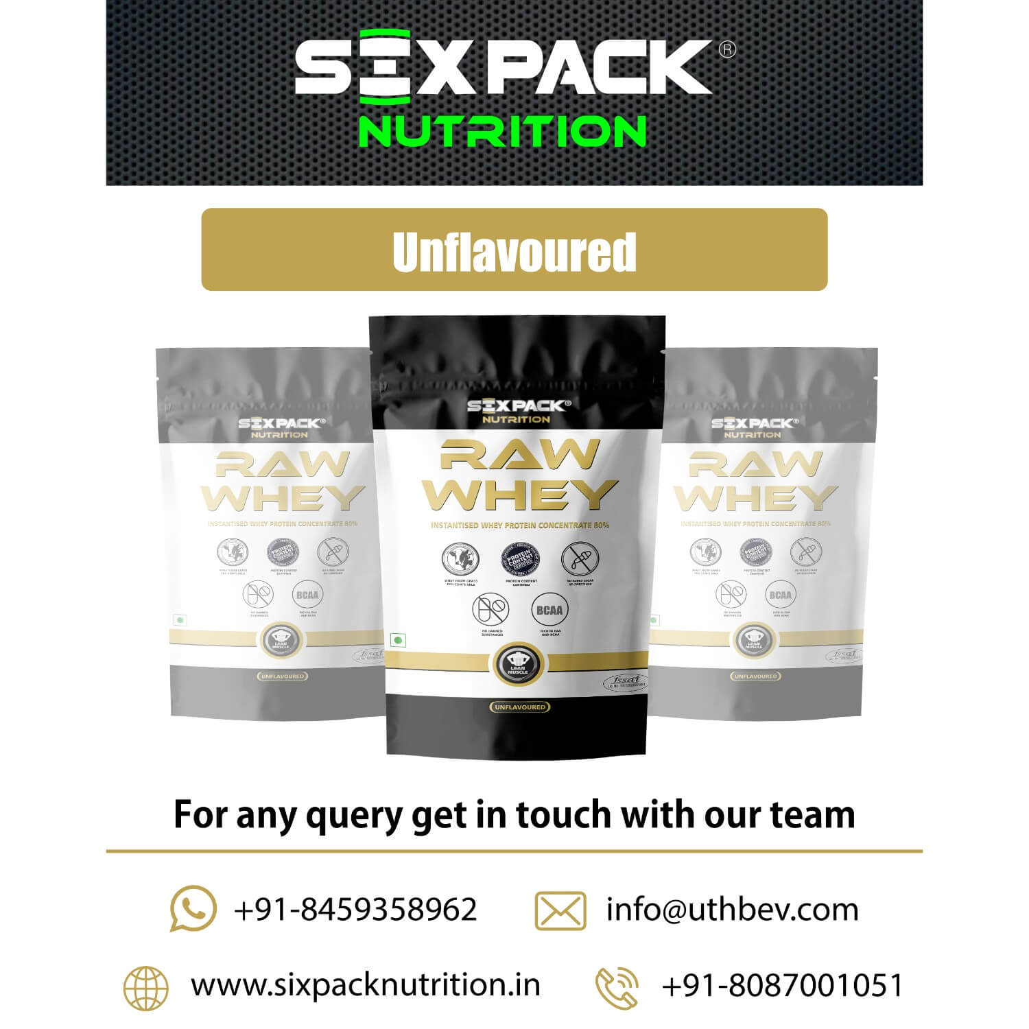 six pack raw whey protein