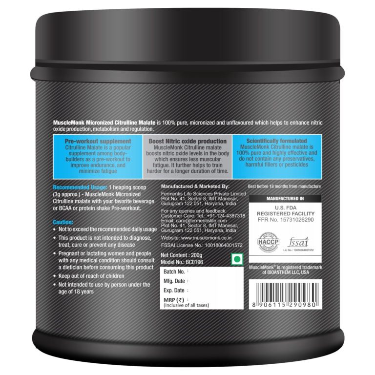 Muscle Monk Micronized Citrulline Malate (PreWorkout