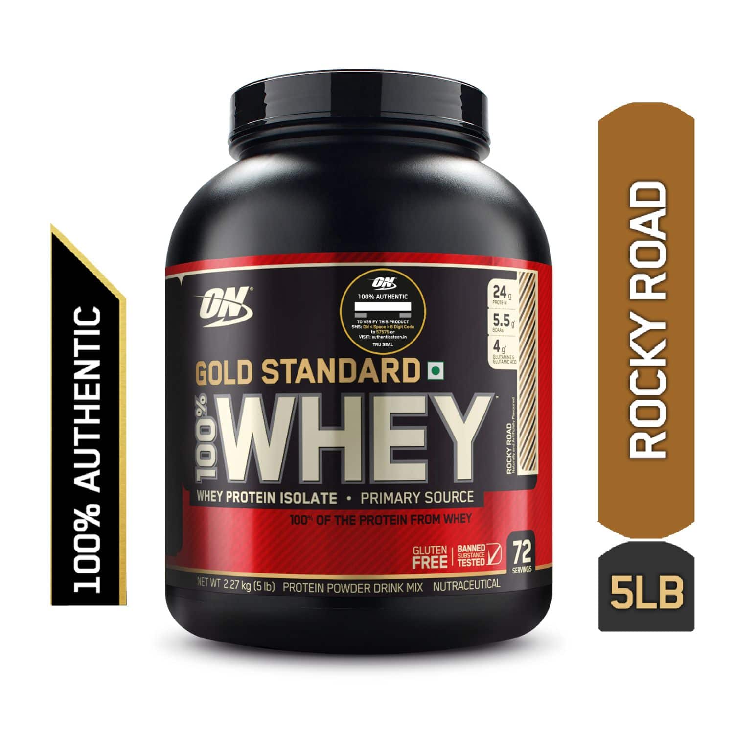 Optimum Nutrition (ON) Gold Standard Whey Protein Powder - 2.27 kg (5 lb), Rocky Road product pack