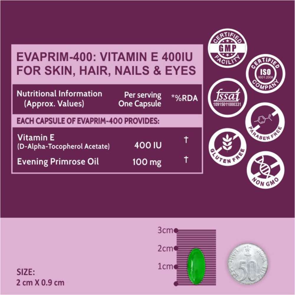 Carbamide Forte Vitamin E 400 IU Capsules for Face and Hair with