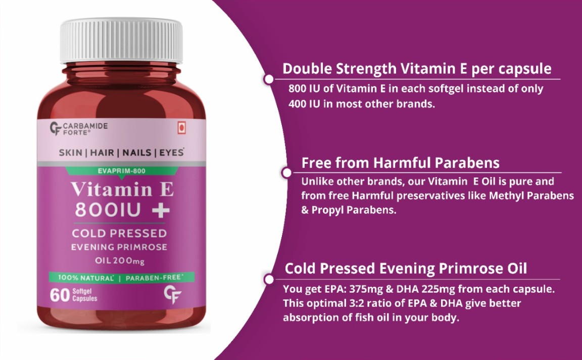 Carbamide Forte Vitamin E 800 IU Oil + Evening Primrose Oil 200mg