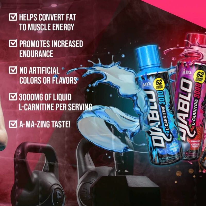 ans diablo l carnitine Performance L-Carnitine 3000 ( Blue Raspberry, 473 ml) It accelerates fat loss