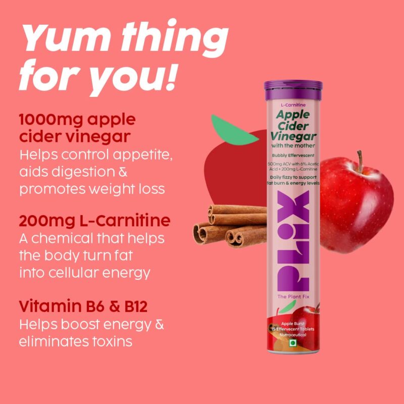 Plix L-Carnitine Apple Cider Vinegar (15 Effervescent Tablet)
