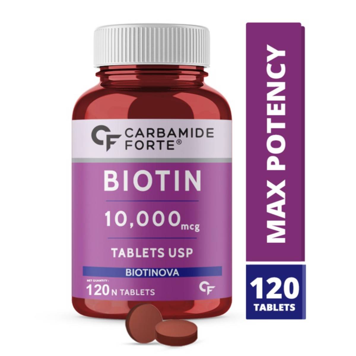 Carbamide Forte High Potency Biotin 10000mcg for Hair Growth ( 120 Tabs ...